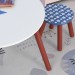 Ensemble table et chaises enfant - table ronde + 2 tabourets - motif étoilé - bois pin MDF bleu blanc en solde - 4