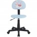 Chaise de bureau pour enfant ALPACA fauteuil pivotant sans accoudoirs hauteur réglable, en synthétique bleu clair avec motif lama en solde