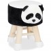 Tabouret enfant motifs animaux pouf 4 pieds assise rembourrée décoration amusant panda, noir blanc en solde - 0