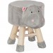 Tabouret enfant motifs animaux pouf 4 pieds assise rembourrée décoration amusant hippopotame, gris ventes