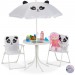 Ensemble chaise table de camping, Chaise enfants avec abat-jour, pliable et table, panda blanc en solde