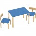 FIXKIT Ensemble de Table et 2 Chaises Table d'Enfant en Bois Massif et MDF 78.2×53.2×53.2cm Bleu Ciel en solde