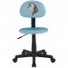 Chaise de bureau pour enfant UNICORN fauteuil pivotant sans accoudoirs hauteur réglable en synthétique bleu clair avec motif licorne en solde